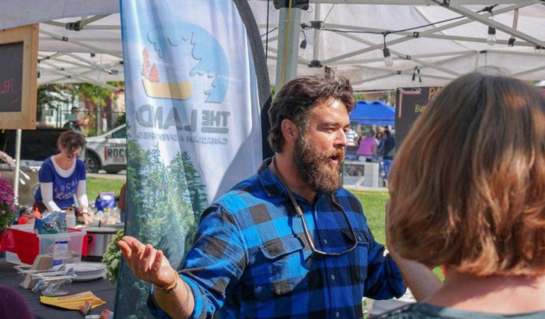 Bretton Clark of The Land Canadian Adventures gives a presentation at Cultivate Festival, Port Hope