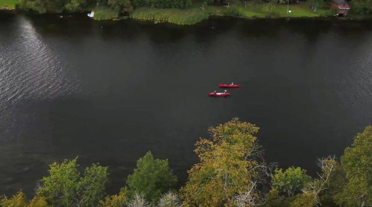 Two canoes outside Lakefield