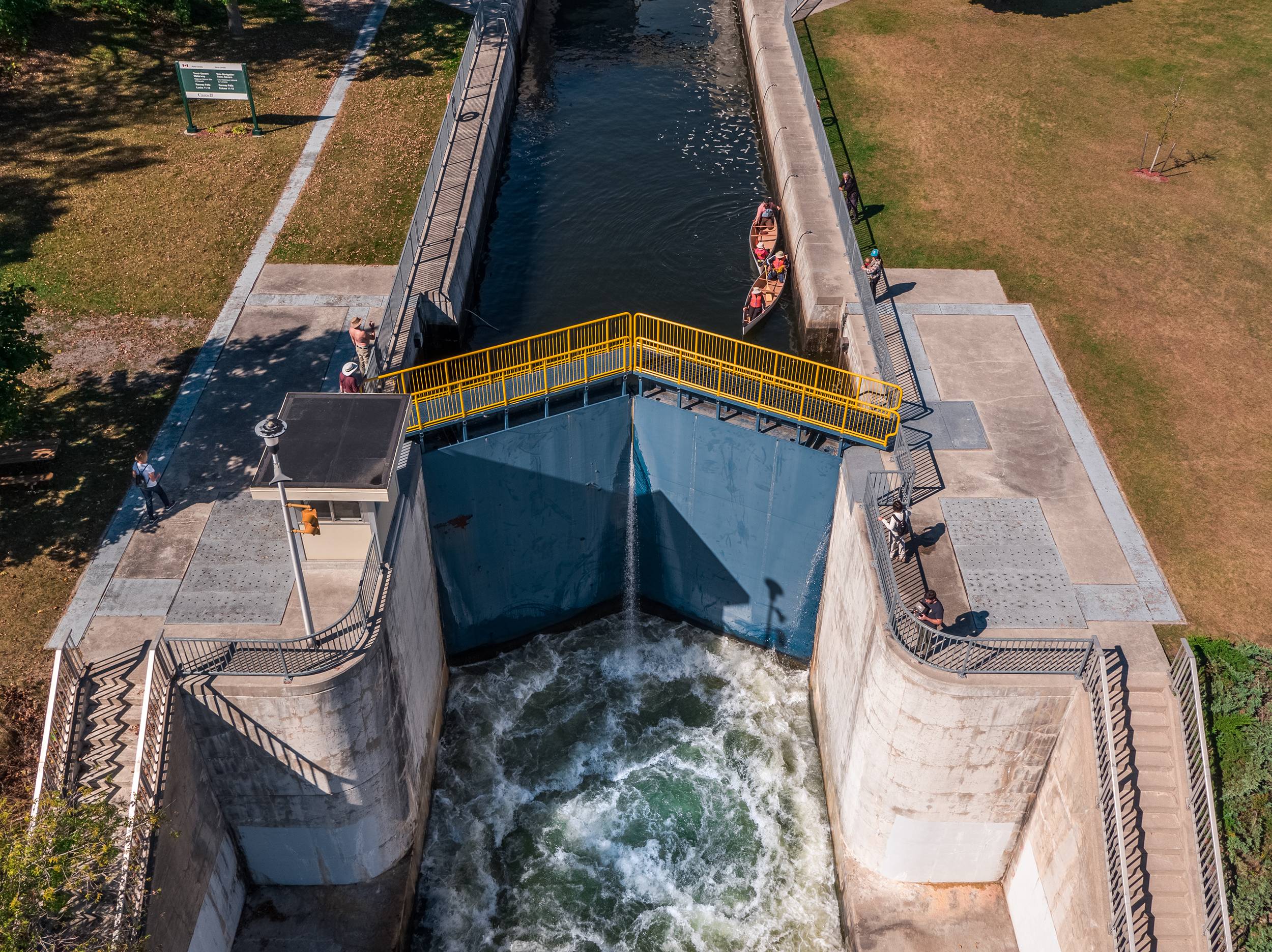 Aerial view of locks 11 and 12 in Campbellford