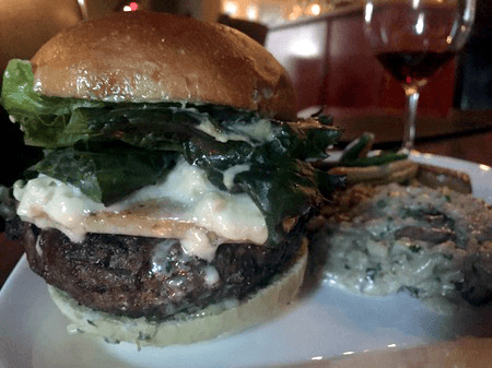 A boudin sausage burger with blue cheese from the Rare Grill House in Peterborough