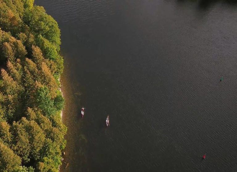 Two paddlers on the water near Lakefield