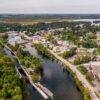Aerial view of the Trent-Severn Waterway near Lakefield