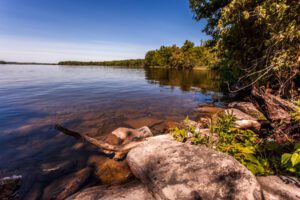 View over the water from John Earle Chase in summer