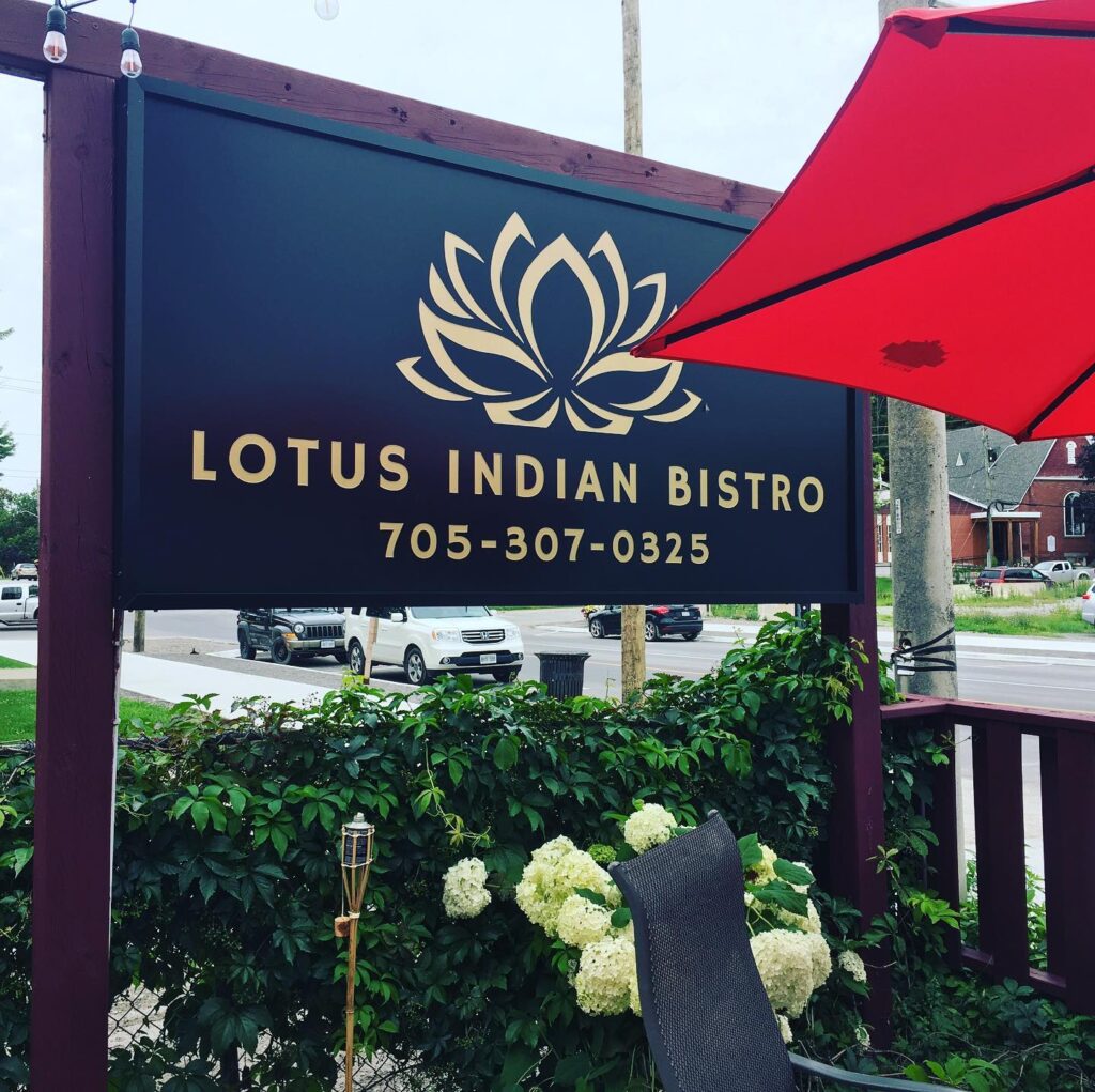 Outdoor sign for Lotus Indian Bistro