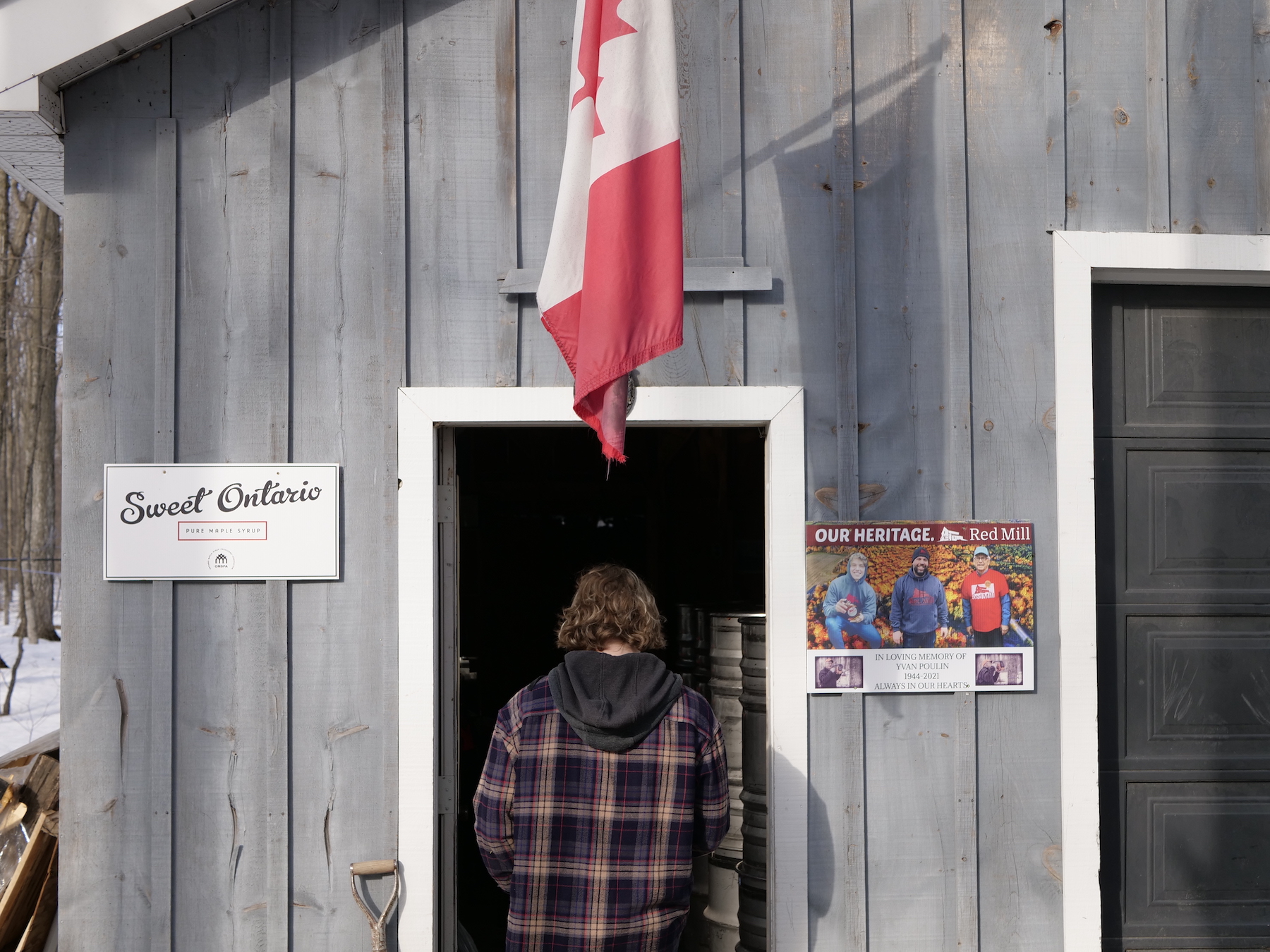 Jeremy Poulin enters Red Mill Maple Syrup sugar shack