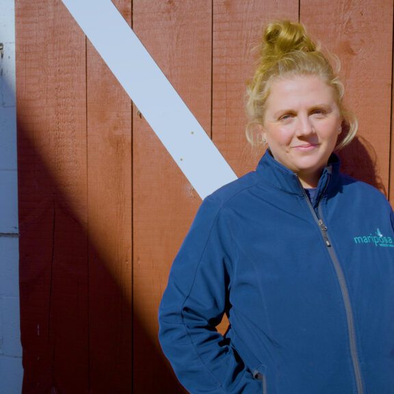 View down a snowy trail at Ken Reid Conservation Area