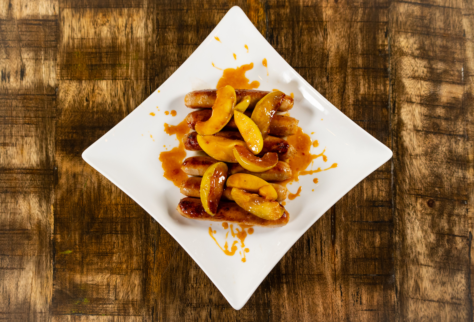 Overhead shot of maple breakfast sausages