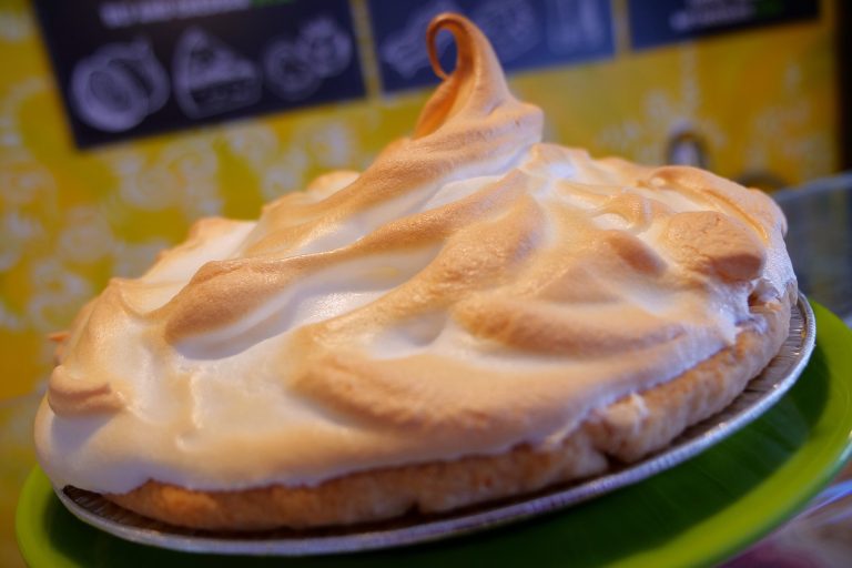 Closeup of a lemon meringue pie