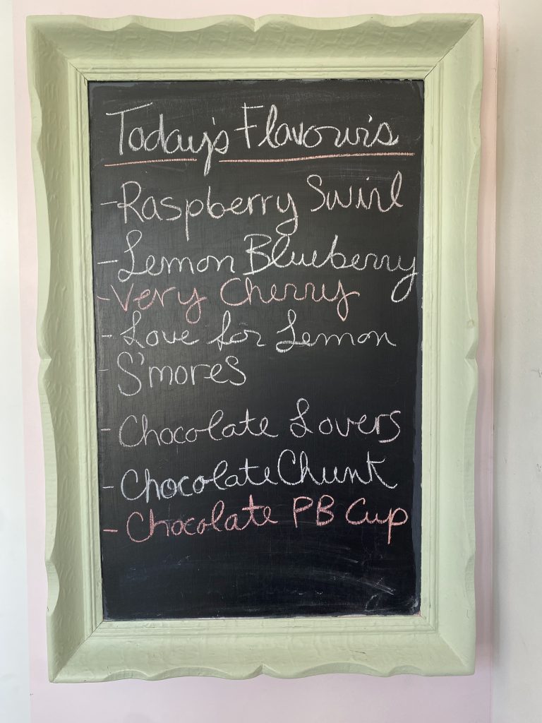 Menu of flavours at Cake by the Lake bakery
