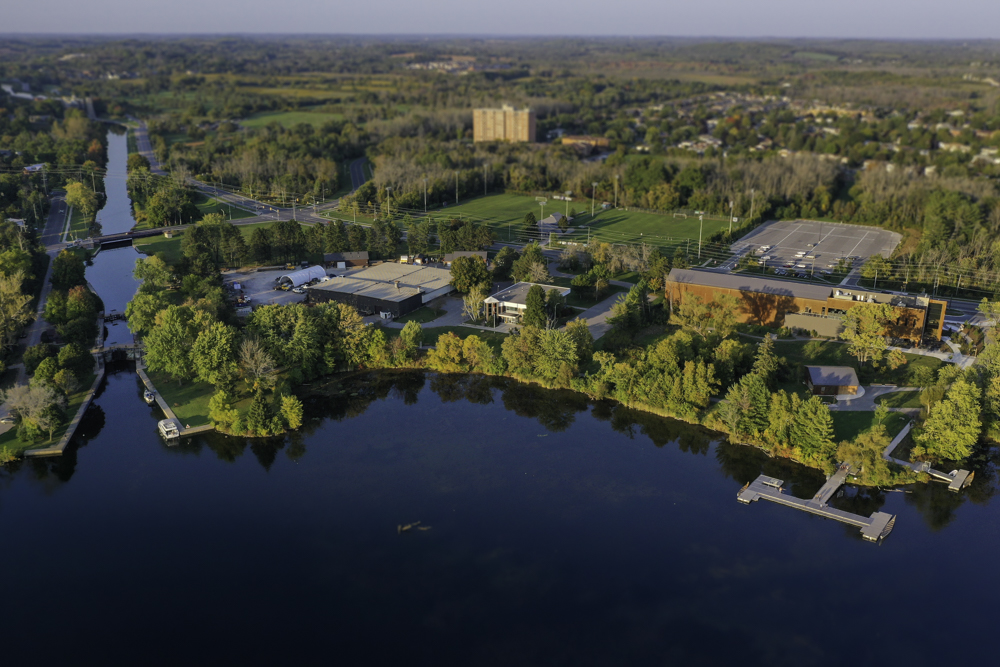 Aerial View of the Canoe Museum and Trent-Severn Waterway
